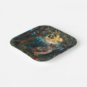 Elegante boho vlek glas uil bos papieren bordje (Gebogen)