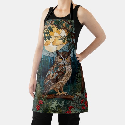 Elegante boho vlek glas uil bos schort (Insitu)