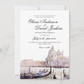 Elegante Boho Watercolor Venetië Script Bruiloft Kaart (Voorkant)