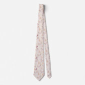 Elegante Boho Waterverf Bloemenvlinder Roze Stropdas (Voorkant)