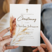 Elegante Boho Waterverf Pampas Herfst Zoondoop Kaart