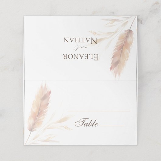 Elegante Boho Waterverf Pampas Herfstbruiloft (Buitenkant ongevouwen)