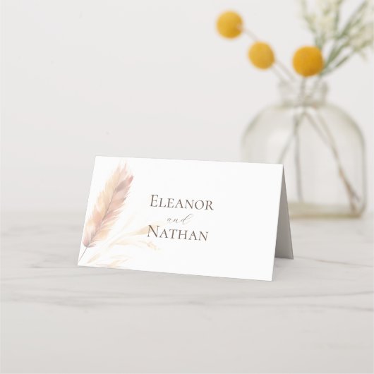 Elegante Boho Waterverf Pampas Herfstbruiloft (Achterkant)