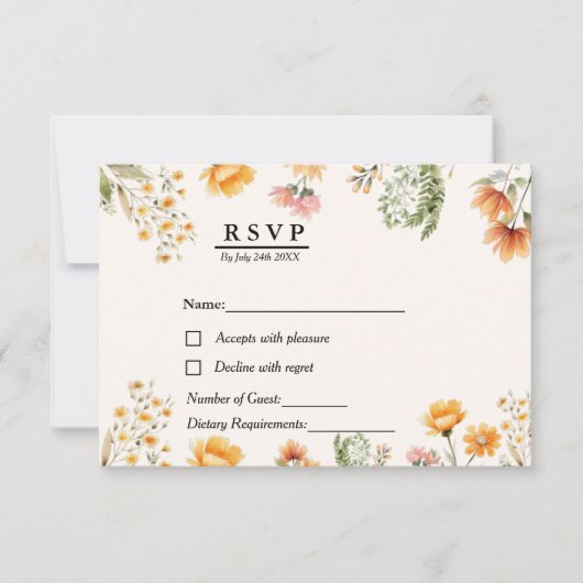 Elegante Boho Weadow RSVP-bruiloft RSVP Kaartje (Voorkant)