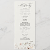Elegante Boho Wilde Bloem Bruiloft Programma (Achterkant)
