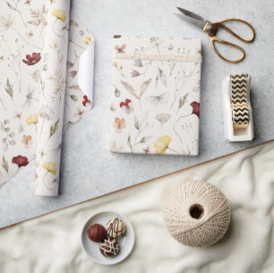 Elegante Boho Wilde BloemGroen Bladeren Cadeaupapier