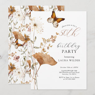 Elegante Boho Wildflower 50ste verjaardagsfeestje Kaart