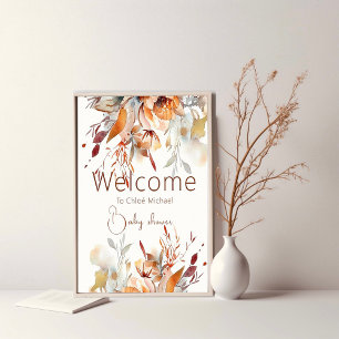 Elegante boho wildflower baby shower welkomstbord poster