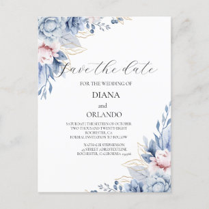 Elegante Boho Wildflower bewaar de datum Briefkaart