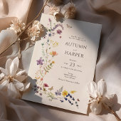 Elegante Boho Wildflower Bloemen Bruiloft Kaart