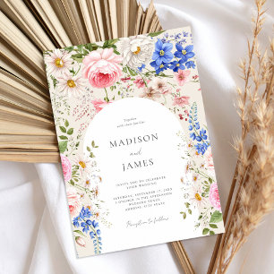 Elegante Boho Wildflower Bloemen Bruiloft Kaart