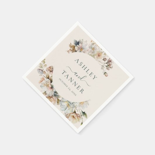 Elegante Boho  Wildflower Botanische bruiloft Servet (Hoek)