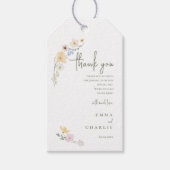 Elegante Boho wildflower Botanische Script bruilof Cadeaulabel (Voorkant)