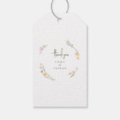 Elegante Boho wildflower Botanische Script bruilof Cadeaulabel (Achterkant)
