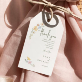 Elegante Boho wildflower Botanische Script bruilof Cadeaulabel