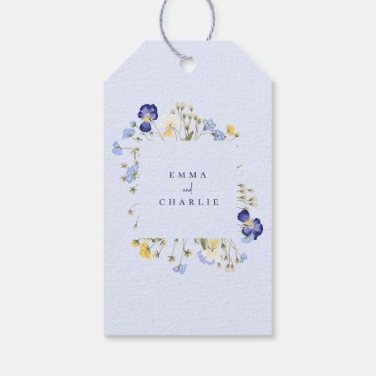 Elegante Boho wildflower Botanische Script bruilof Cadeaulabel (Achterkant)