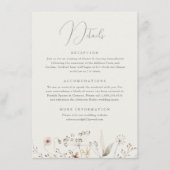 Elegante Boho Wildflower bruiloft details Informatiekaartje (Voorkant)