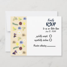 Elegante Boho Wildflower Eggshell RSVP-kaart