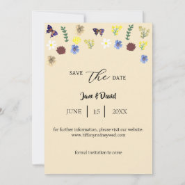 Elegante Boho Wildflower Eggshell Save-the-Date Kaart