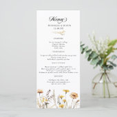 Elegante Boho Wildflower Kalligrafie bruiloft Menu (Staand voorkant)
