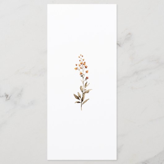 Elegante Boho Wildflower Kalligrafie bruiloft Menu (Achterkant)
