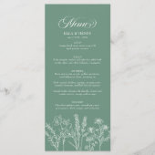 Elegante Boho Wildflower Spring Green Wedding Menu (Voorkant)