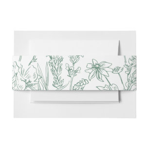 Elegante Boho Wildflower Spring Green Wedding Uitnodigingen Wikkel