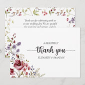 Elegante Boho Wildflower Trouwkaart Bedankje Kaart (Voorkant / Achterkant)
