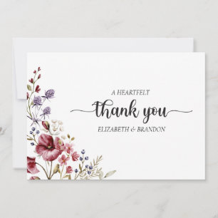 Elegante Boho Wildflower Trouwkaart Bedankje Kaart