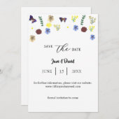 Elegante Boho Wildflower White Save-the-Date Kaart (Voorkant / Achterkant)