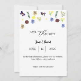 Elegante Boho Wildflower White Save-the-Date Kaart