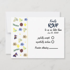 Elegante Boho Wildflower Witte RSVP-kaart RSVP Kaartje