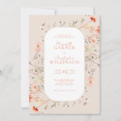 Elegante Boho Wildflowers Roze bruiloft Kaart (Voorkant)