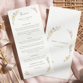 Elegante Boho wildflowers Script Wedding Menu