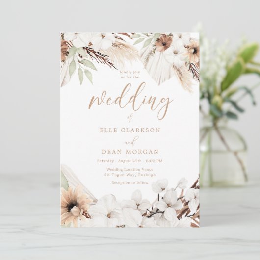 Elegante Boho Witte Bloemige Bruiloft Voor Alle Se Kaart (Staand voorkant)