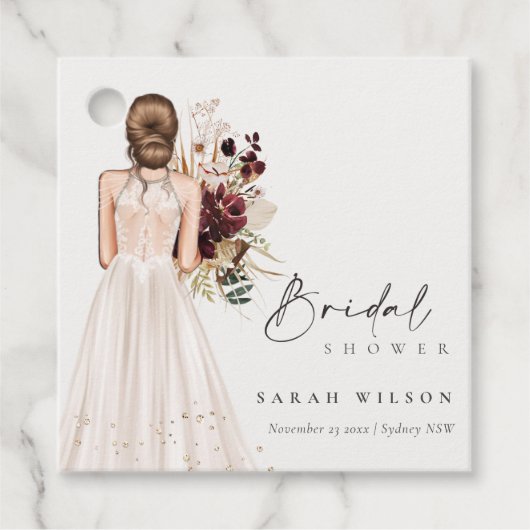 Elegante Boho witte trouwjurk bruidsdouche Bedankjes Labels (Voorkant)