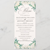 Elegante Boho Zomer Lente Ivoor Bloemen Bruiloft Programma (Voorkant)