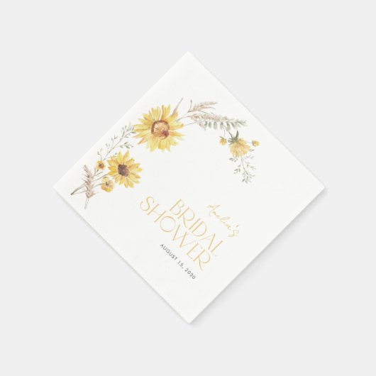 Elegante Boho Zonnebloem Botanische Bruidsdouche Servet (Hoek)