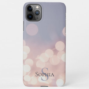 Elegante Bokeh Glitter Paars Roze Monogram Naam iPhone 11Pro Max Hoesje