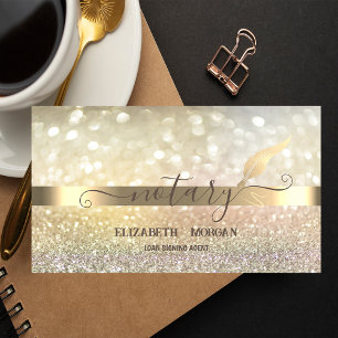 Elegante Bokeh Gold Feather Notary Visitekaartje