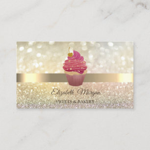 Elegante Bokeh Goud, Cupcake Visitekaartje