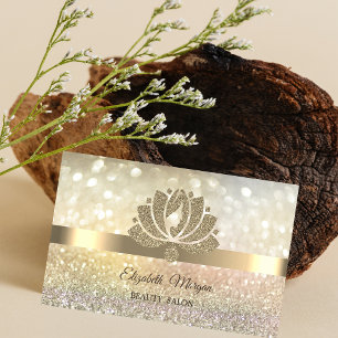 Elegante Bokeh Goud, Lotos Bloem Schoonheidssalon Visitekaartje