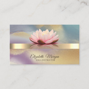 Elegante Bokeh Goud, Lotus Bloem Kleurrijke Yoga Visitekaartje