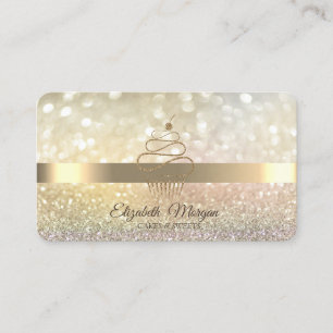 Elegante Bokeh Gouden Glitter Cupcake Visitekaartje