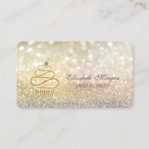 Elegante Bokeh Gouden Glitter Cupcakes Visitekaartje