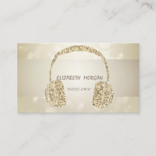 Elegante Bokeh, Gouden Glitter Hoofdtelefoon Visitekaartje