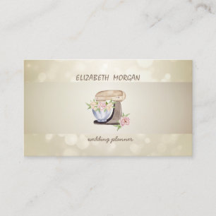 Elegante Bokeh, Streep, Bloemige Retro Mixer Visitekaartje