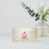 Elegante Bokeh, Streep, Cupcake Visitekaartje (Staand voorkant)