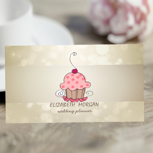 Elegante Bokeh, Streep, Cupcake Visitekaartje