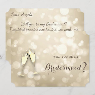 Elegante Bokeh Wijn Glazen Bruidsmeisje Kaart